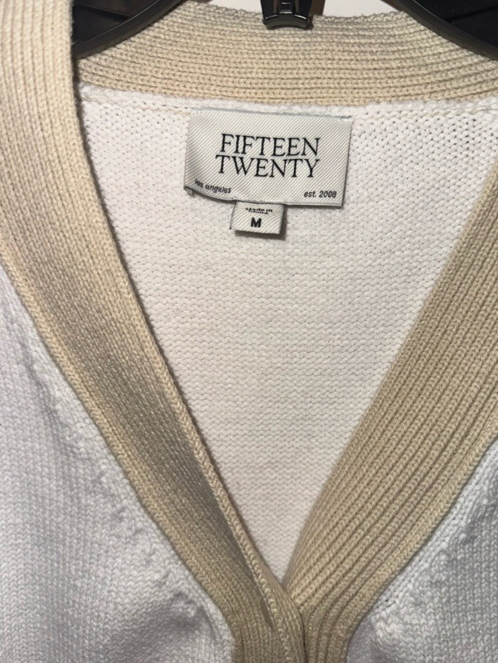 Fifteen Twenty Neutral Colorblock Knit Cardigan Medium Cozy Minimal - Picture 2 of 3